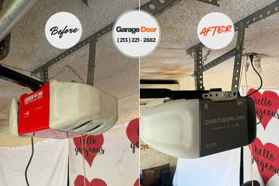 Before and after: garage door repair Leslie, MI